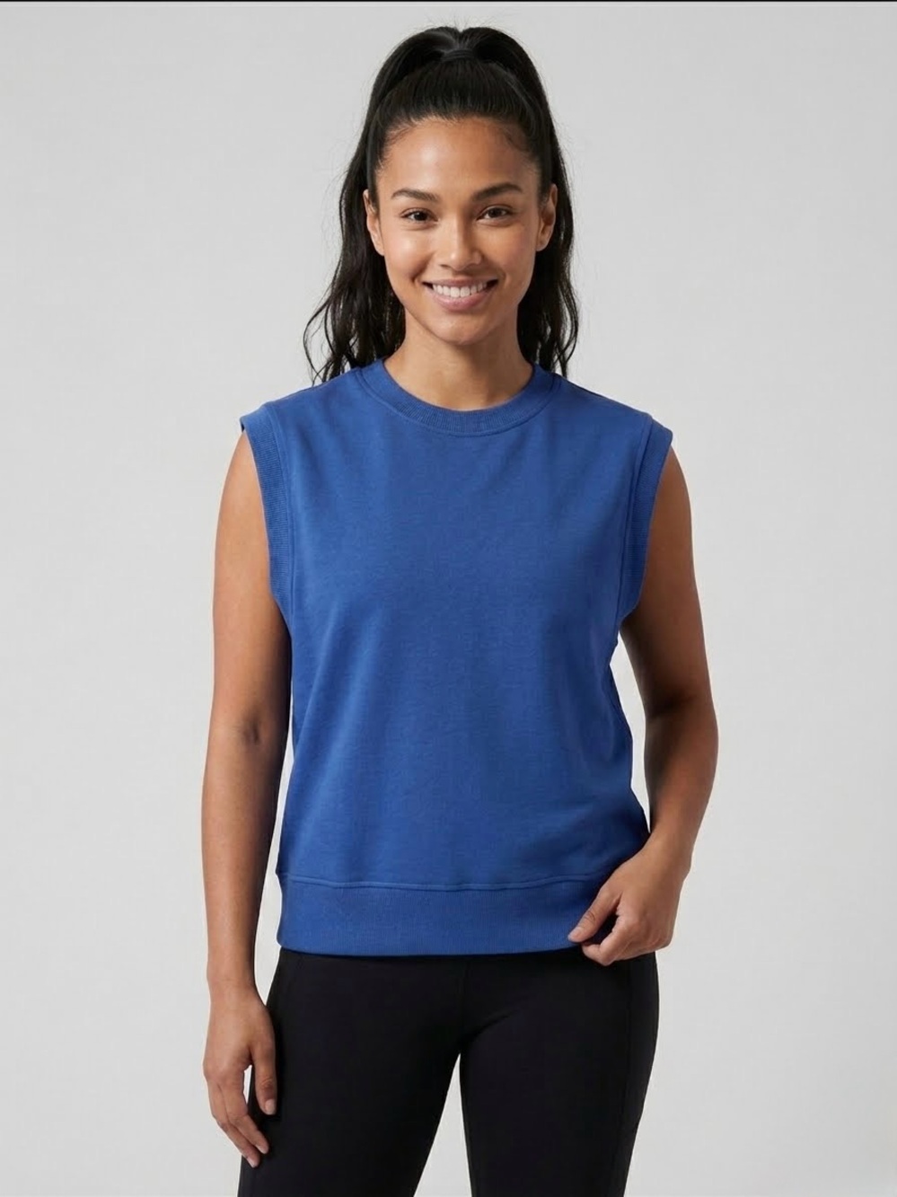 Recreation by Thread & Supply Navy Peony Oversized Sweatshirt Vest Size XL